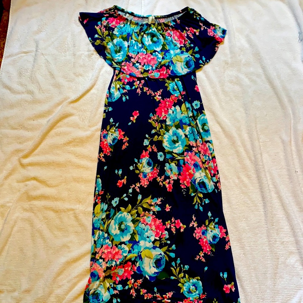 Bellamie floral maxi dress off the shoulder